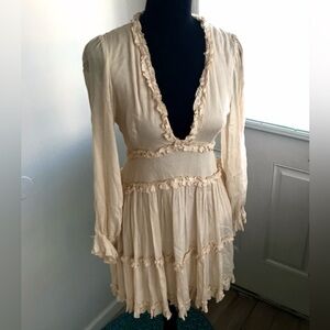 By Together Ladies Dress, Size Small.  Tiered Cream Colored W/lining.